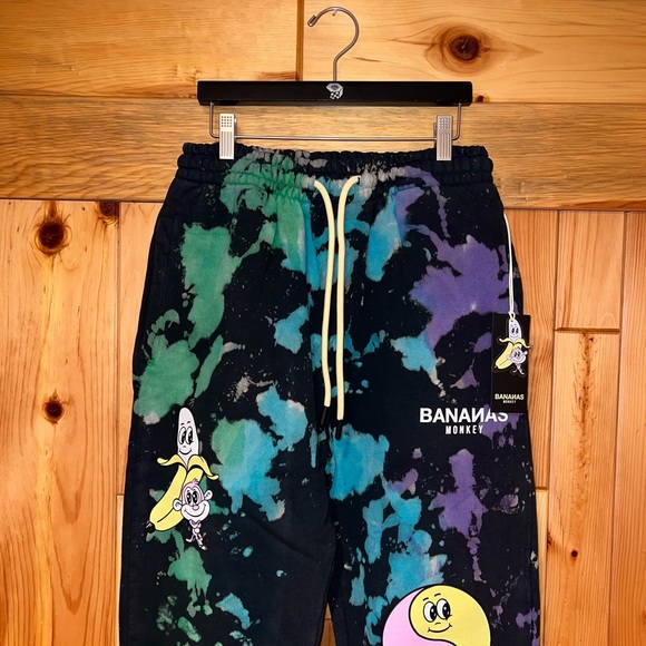 NEW Bananas Monkey ‘Going Bananas’ Tie Dye Heavyweight Sweatpants Joggers NWT - Picture 5 of 11